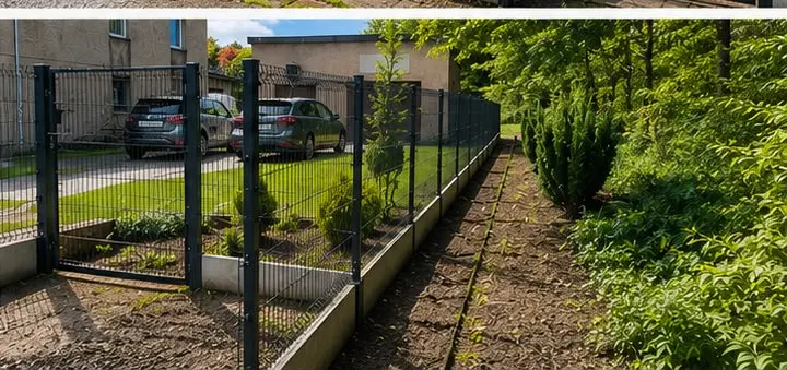Ogrodzenie panelowe z furtką na podmurówce — montaż Śląsk